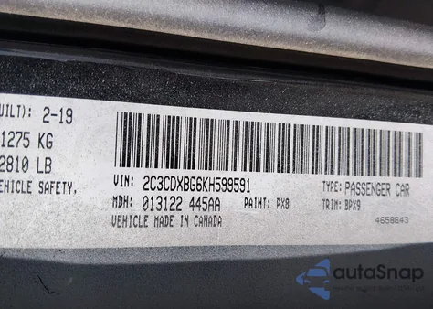 2019 Dodge Charger Sxt Rwd z USA, uszkodzony, nr VIN 2C3CDXBG6KH599591